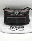 Brighton Black & Brown Croc Embossed Leather Organizer Shoulder Bag