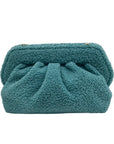 Themoire Teal Tia Re-Fur Shell Crossbody Clutch