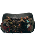 Canalli Black Velvet & Leather Embellished Clutch