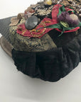 Canalli Black Velvet & Leather Embellished Clutch