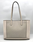 Michael Kors Vanilla & Cream Coated Canvas Sallie East West Large Tote Bag