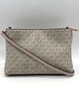 Michael Kors Coated Canvas Monogram Medium Triple Compartment Crossbody Bag