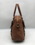 Michael Kors Brown Pebbled Leather Bedford Legacy Medium Convertible Satchel Bag
