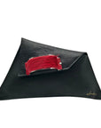 Sulay Black Pebbled Leather Geometric Shaped Clutch