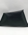 Sulay Black Pebbled Leather Geometric Shaped Clutch