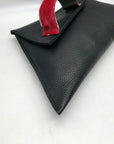 Sulay Black Pebbled Leather Geometric Shaped Clutch