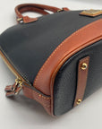 Dooney & Bourke Black & Brown Pebbled Grain Zip Zip Satchel