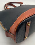 Dooney & Bourke Black & Brown Pebbled Grain Zip Zip Satchel