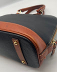 Dooney & Bourke Black & Brown Pebbled Grain Zip Zip Satchel