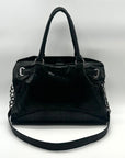 Michael Kors Black Leather Snake Embossed East West Hamilton Satchel Bag
