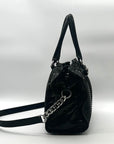 Michael Kors Black Leather Snake Embossed East West Hamilton Satchel Bag