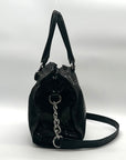 Michael Kors Black Leather Snake Embossed East West Hamilton Satchel Bag
