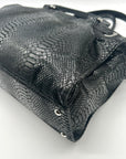 Michael Kors Black Leather Snake Embossed East West Hamilton Satchel Bag