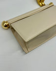 JW PEI Cream Leather Metal Pendant Embellished Clutch Bag