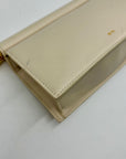 JW PEI Cream Leather Metal Pendant Embellished Clutch Bag
