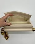 JW PEI Cream Leather Metal Pendant Embellished Clutch Bag