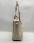 Michael Kors White Pebbled Leather Large Top Zip Tote Bag