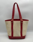 Coach Neutral And Red Cabana Straw Tote Bag 8908