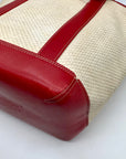 Coach Neutral And Red Cabana Straw Tote Bag 8908
