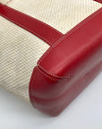 Coach Neutral And Red Cabana Straw Tote Bag 8908