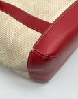 Coach Neutral And Red Cabana Straw Tote Bag 8908