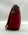 Coach Vintage Red Canvas And Leather Transatlantic Messenger Bag