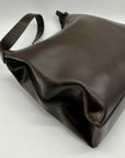 Mazzini Brown Leather Structured Shoulder Bag