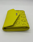 Kate Spade Yellow Saffiano Leather Mini Floral Cutout Envelope Bag