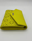 Kate Spade Yellow Saffiano Leather Mini Floral Cutout Envelope Bag