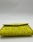 Kate Spade Yellow Saffiano Leather Mini Floral Cutout Envelope Bag