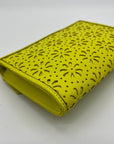 Kate Spade Yellow Saffiano Leather Mini Floral Cutout Envelope Bag
