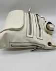 Bueno White Faux Leather Multi-Pocket Crossbody Bag