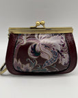 Patricia Nash European Floral Leather Framed Kiss-lock Keychain Wallet