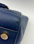 Michael Kors Blue Saffiano Leather Large Selma Zip-Top Satchel Bag
