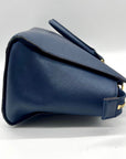 Michael Kors Blue Saffiano Leather Large Selma Zip-Top Satchel Bag