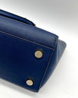 Michael Kors Blue Saffiano Leather Large Selma Zip-Top Satchel Bag