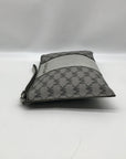 Michael Kors Silver and Gray Pebbled Leather Center Stripe Large Zip Wristlet