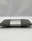 Michael Kors Silver and Gray Pebbled Leather Center Stripe Large Zip Wristlet