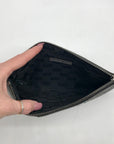 Michael Kors Silver and Gray Pebbled Leather Center Stripe Large Zip Wristlet