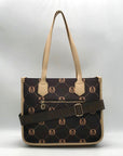 Valentino Orlandi Brown Signature Faux Leather Convertible Tote