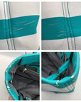 Michael Kors Teal & White Striped Saffiano Leather Tote Bag