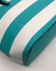 Michael Kors Teal & White Striped Saffiano Leather Tote Bag