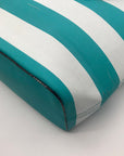Michael Kors Teal & White Striped Saffiano Leather Tote Bag
