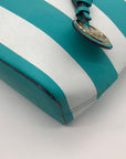 Michael Kors Teal & White Striped Saffiano Leather Tote Bag