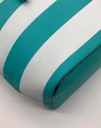 Michael Kors Teal & White Striped Saffiano Leather Tote Bag