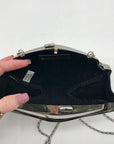 Whiting & Davis Silver Hardshell Convertible Clutch