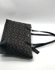 Coach Grey And Black Signature Canvas Satchel-F29958