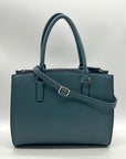 Matthew & Julian Blue Faux Leather Top-Handle Satchel Bag