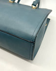 Matthew & Julian Blue Faux Leather Top-Handle Satchel Bag