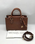 Michael Kors Chestnut Croc Embossed Leather Zoe Convertible Satchel